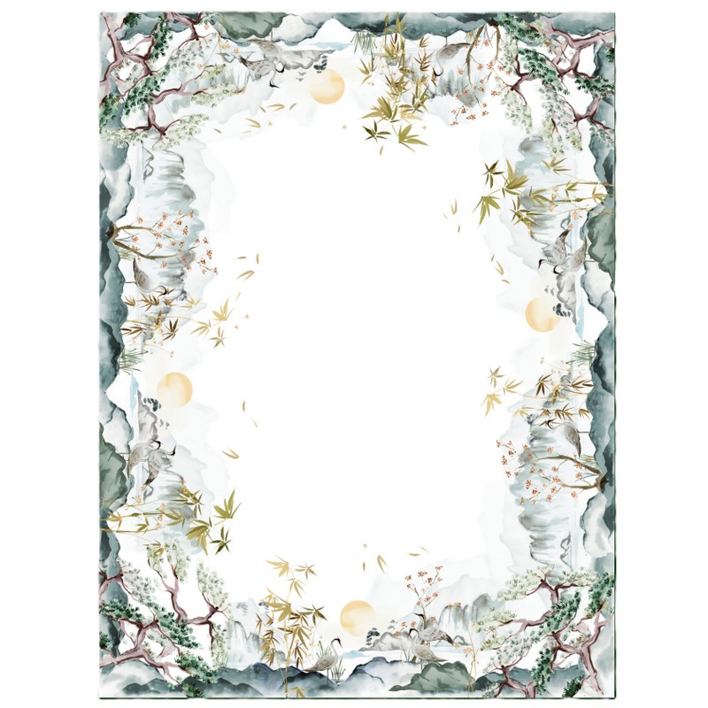 Tovaglia in puro lino con decoro giapponese, dimensioni 170 x 230 cm, made in Italy
